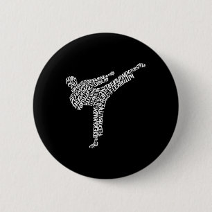 Taekwondo Kampfkunst Typografie Kinder Männer Jung Button