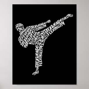 Taekwondo Kampfkunst Typografie Kinder Männer Jung Poster