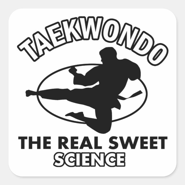Taekwondo-Kampfkunstentwürfe Quadratischer Aufkleber (Vorderseite)