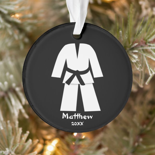 Taekwondo Karate Black Belt Personalisiert Ornament (Baum)