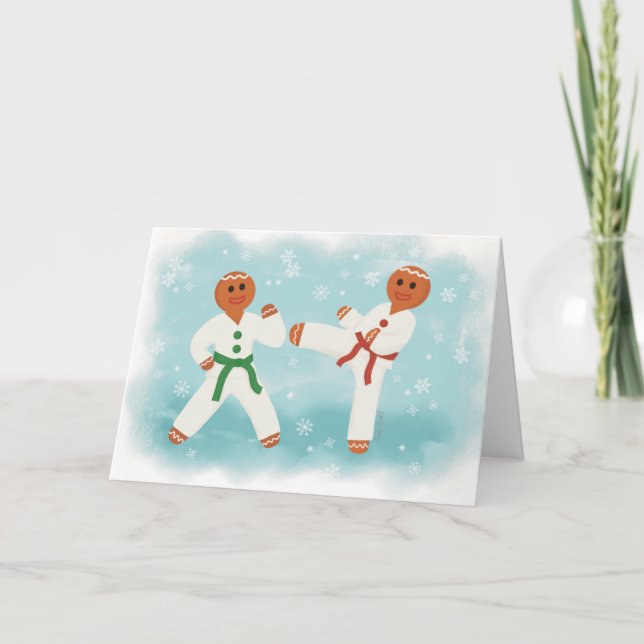 Taekwondo Karate Christmas Gingerbrei Kampfkunst Dankeskarte (Vorderseite)