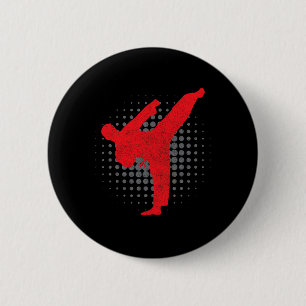 Taekwondo Kick Karate Boys Girls Martial Arts Vint Button