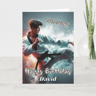 Taekwondo Kicking Spirit Birthday Card Karte