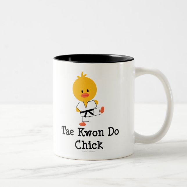 Taekwondo-Küken-Tasse Zweifarbige Tasse (Rechts)