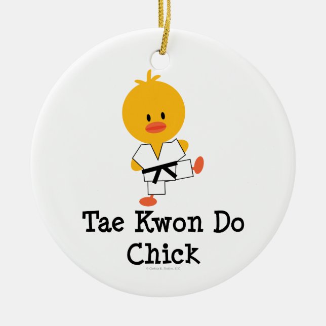 Taekwondo-Küken-Verzierung Keramikornament (Vorne)