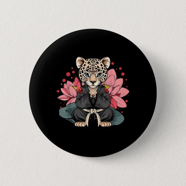 Taekwondo Leopard Kickboxen Animall Jiu-Jitsu Button (Vorderseite)