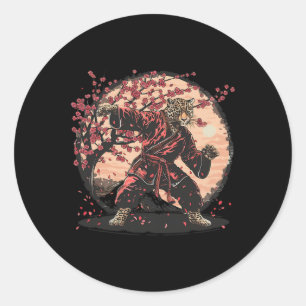 Taekwondo Leopard Kickboxen Animall Jiu-Jitsu Kun Runder Aufkleber