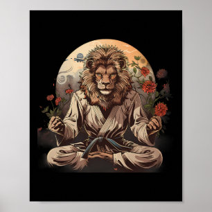 Taekwondo Löwe Floral MMA Kickboxen Jiu-Jitsu Lio Poster