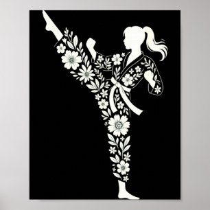 Taekwondo-Mädchen Florale Kampfsportarten Kinder F Poster