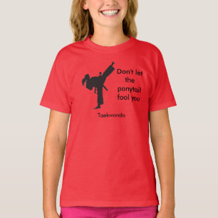 Taekwondo-Mädchen-T-Shirt lassen den Pferdeschwanz T-Shirt
