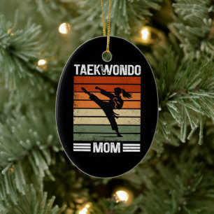 Taekwondo Mama Retro Martial Arts Mama Geschenk Keramik Ornament