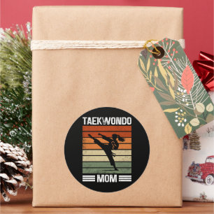 Taekwondo Mama Retro Martial Arts Mama Geschenk Runder Aufkleber