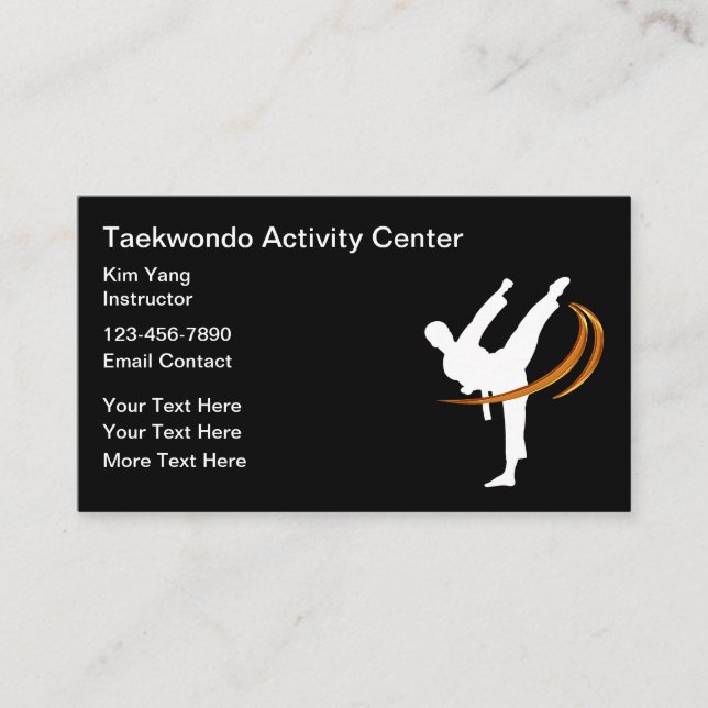 Taekwondo Martial Arts Class Carte de visite (Devant)