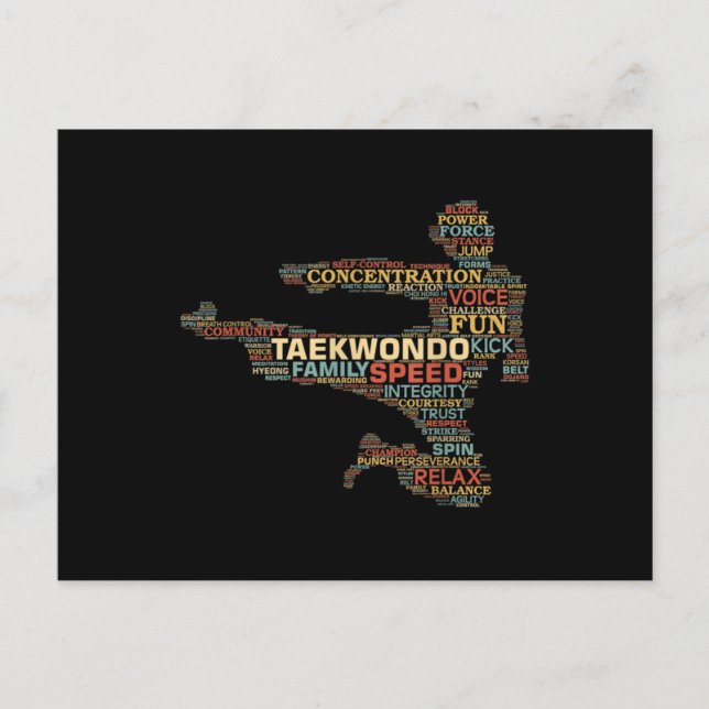 Taekwondo Martial Arts Fighter Vintage Postkarte (Vorderseite)