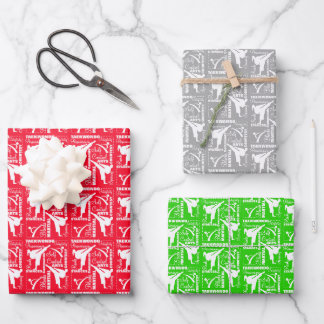 Taekwondo Niedlich Red Green Silver White Girly Geschenkpapier Set