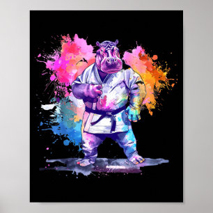 Taekwondo Nilpferd Kickboxen Animall Jiu-Jitsu Kun Poster