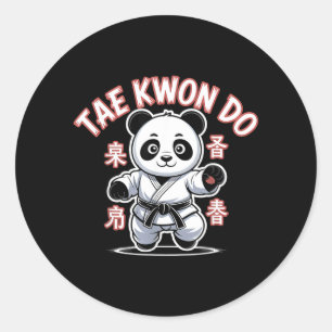 Taekwondo Panda Lustiger Koreanischer Tkd Runder Aufkleber