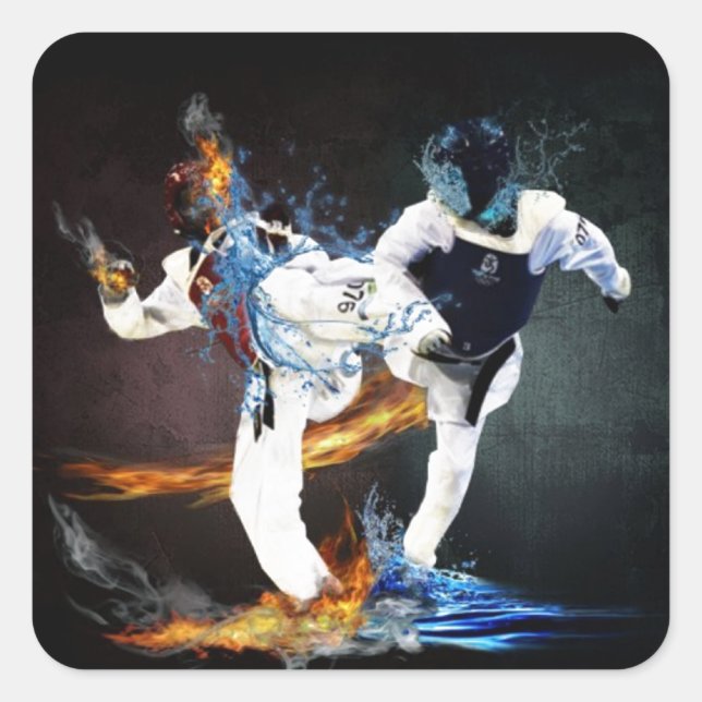 Taekwondo Quadratischer Aufkleber (Vorderseite)