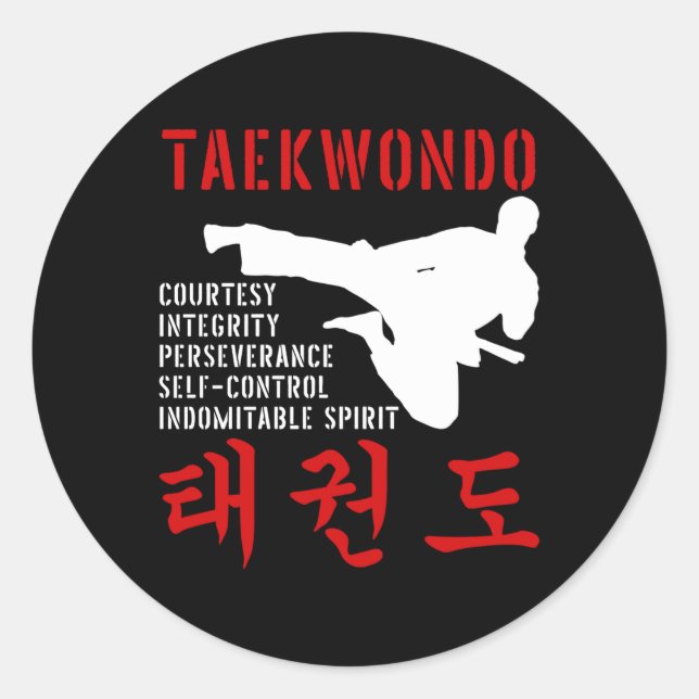 Taekwondo Runder Aufkleber (Vorderseite)