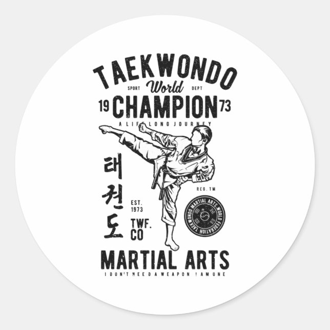 Taekwondo Runder Aufkleber (Vorderseite)
