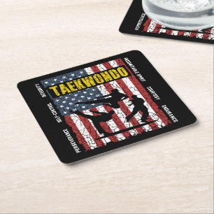Taekwondo Self Control Flag Rechteckiger Pappuntersetzer
