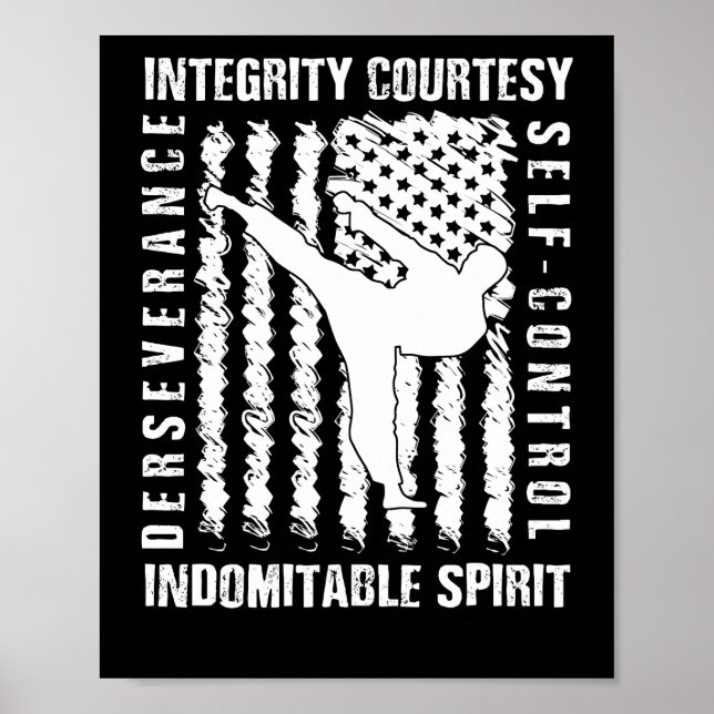 Taekwondo Shirt 5 Tenets Taekwon-do Martial Arts Poster (Vorne)