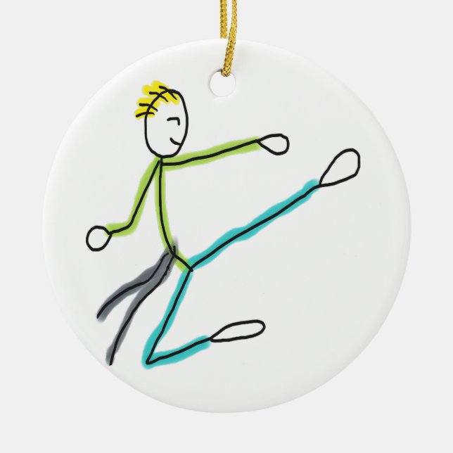 Taekwondo Stickman Keramik Ornament (Vorne)