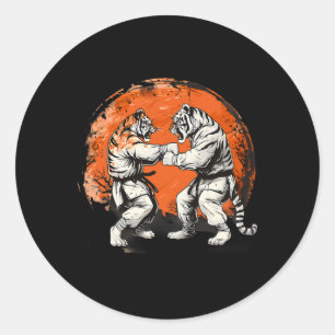 Taekwondo Tiger Kickboxen Jiu-Jitsu Kung Fu Marti Runder Aufkleber
