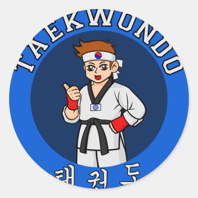 Taekwondo Typ Abzeichen Runder Aufkleber (Vorderseite)