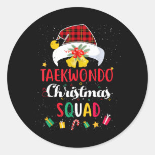 Taekwondo Weihnachtstrupp Santa Hut Kampfsport Runder Aufkleber