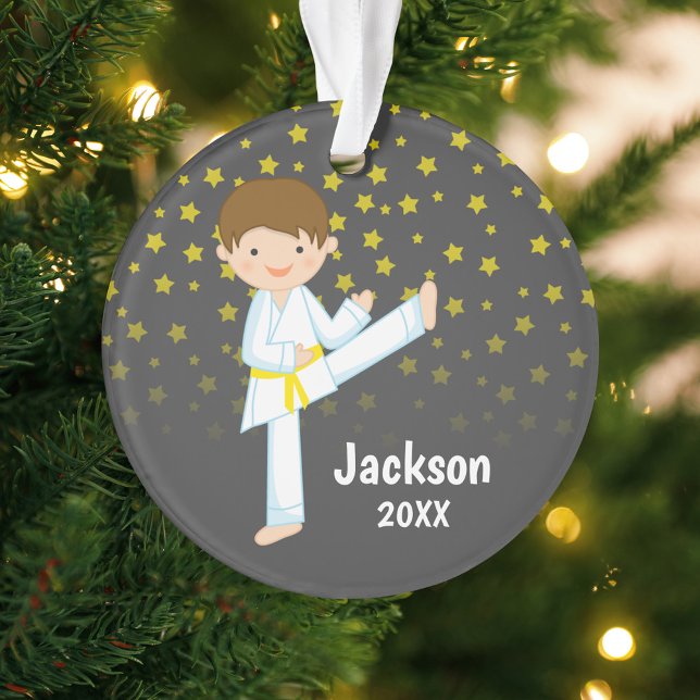 Taekwondo Yellow Belt Boy Personalisiert Ornament (Von Creator hochgeladen)