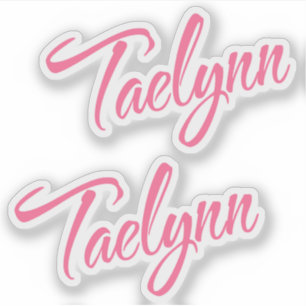 Taelynn Name pink cursive x2 Aufkleber