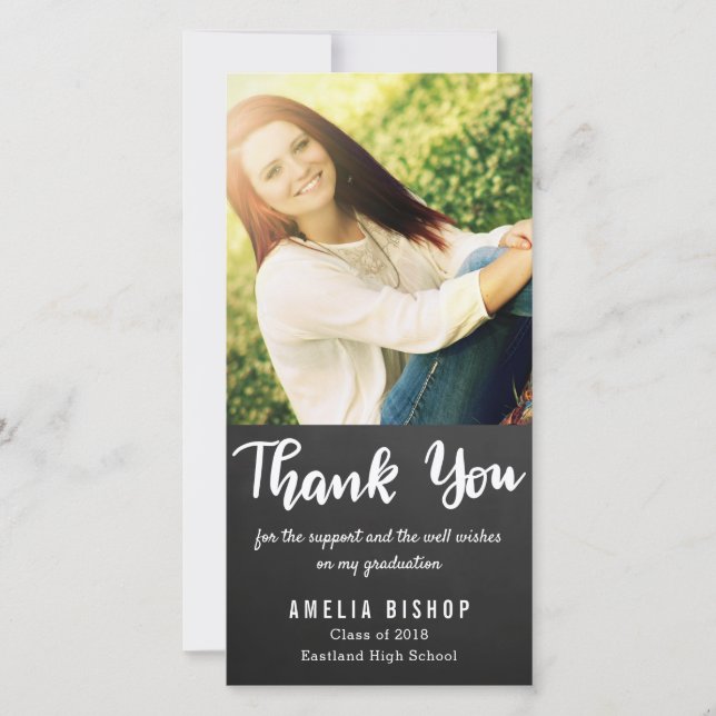 Tafel-Absolvent danken Ihnen Typografie Dankeskarte (Vorderseite)