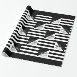 Tafel - Auto & Baum / Schwarz / Weiß  Geschenkpapier