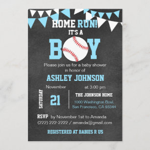Tafel-Baseball-Babyparty-Einladungen - Blau Einladung