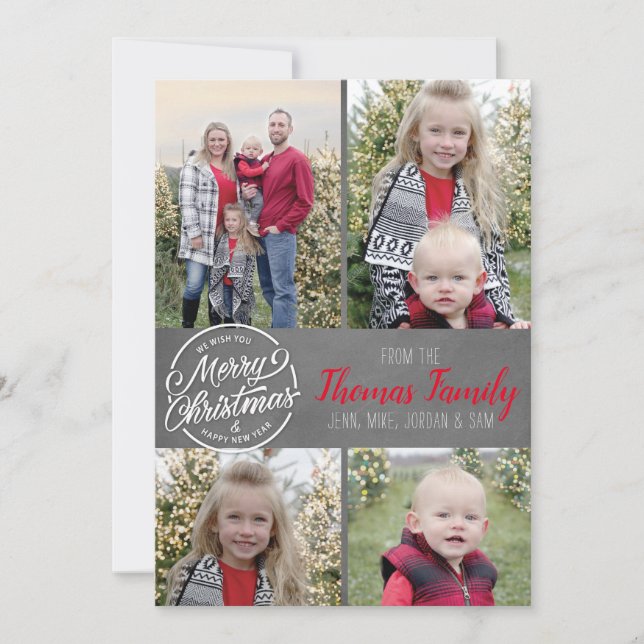Tafel-Bauernhaus-Familien-Foto-Weihnachtskarte Einladung (Vorderseite)