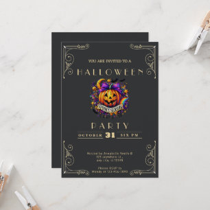 Tafel Black & Gold Gruselzeit Halloween Einladung