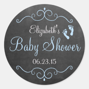 Tafel-Blick mit Abdruck-Blau-Babyparty Runder Aufkleber