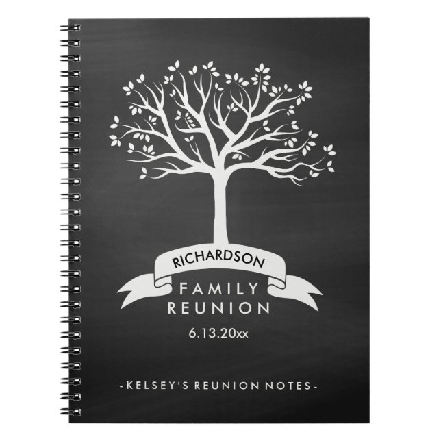 Tafel-Blick mit Baum-Familien-Wiedersehen Notizblock (Vorderseite)