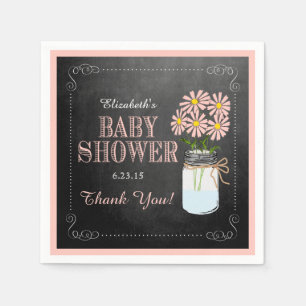 Tafel-Blick mit Maurer-Glas-Pfirsich-Babyparty Serviette