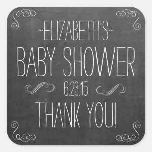 Tafel-Blick-weiße handgeschriebene Text-Babyparty Quadratischer Aufkleber