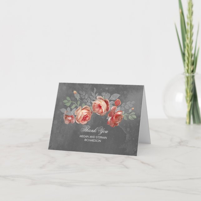 Tafel-Blumen-rustikale Hochzeit danken Ihnen Dankeskarte (Vorderseite)