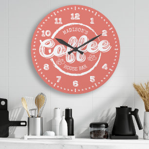 Tafel Coffee House Bar Monogramm Benutzerdefiniert Große Wanduhr