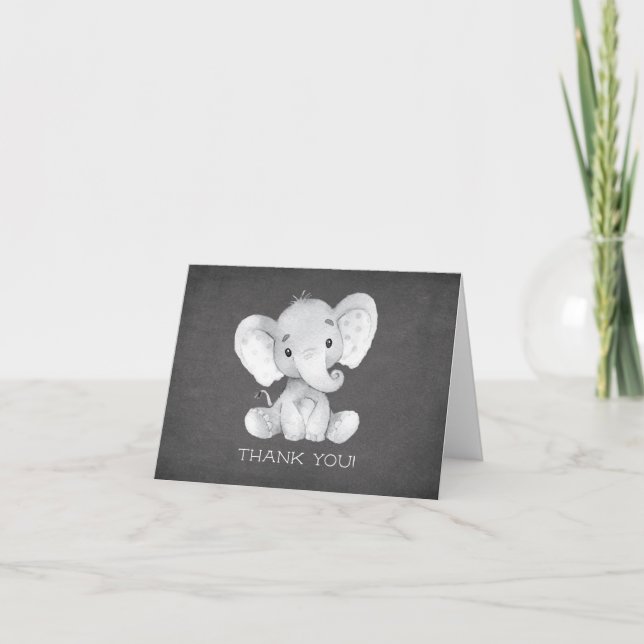 Tafel-Elefant-Babyparty danken Ihnen zu merken Dankeskarte (Vorderseite)