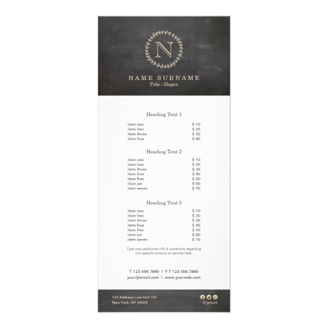 Tafel-elegantes schickes werbekarte (Vorne)