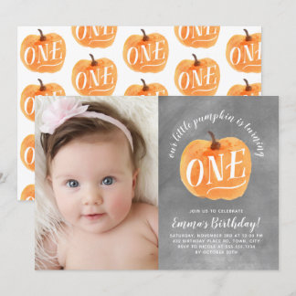 Tafel-Fall-Kürbis-Herbst-erster Geburtstag Einladung