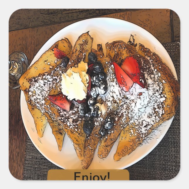 Tafel französischen Toastes mit Frucht Art Quadratischer Aufkleber (Vorderseite)