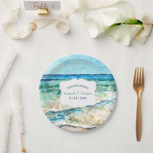 Tafel für Veranstaltungen am Strand Pappteller (Hochzeit)