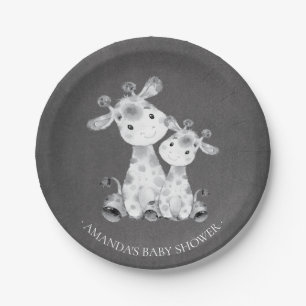 Tafel-Giraffen-Mädchen-Babyparty 7" Platte Pappteller