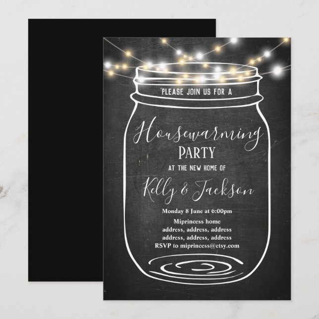 Tafel, Glas, Party für die Haushaltserwärmung Einladung (Vorne/Hinten)
